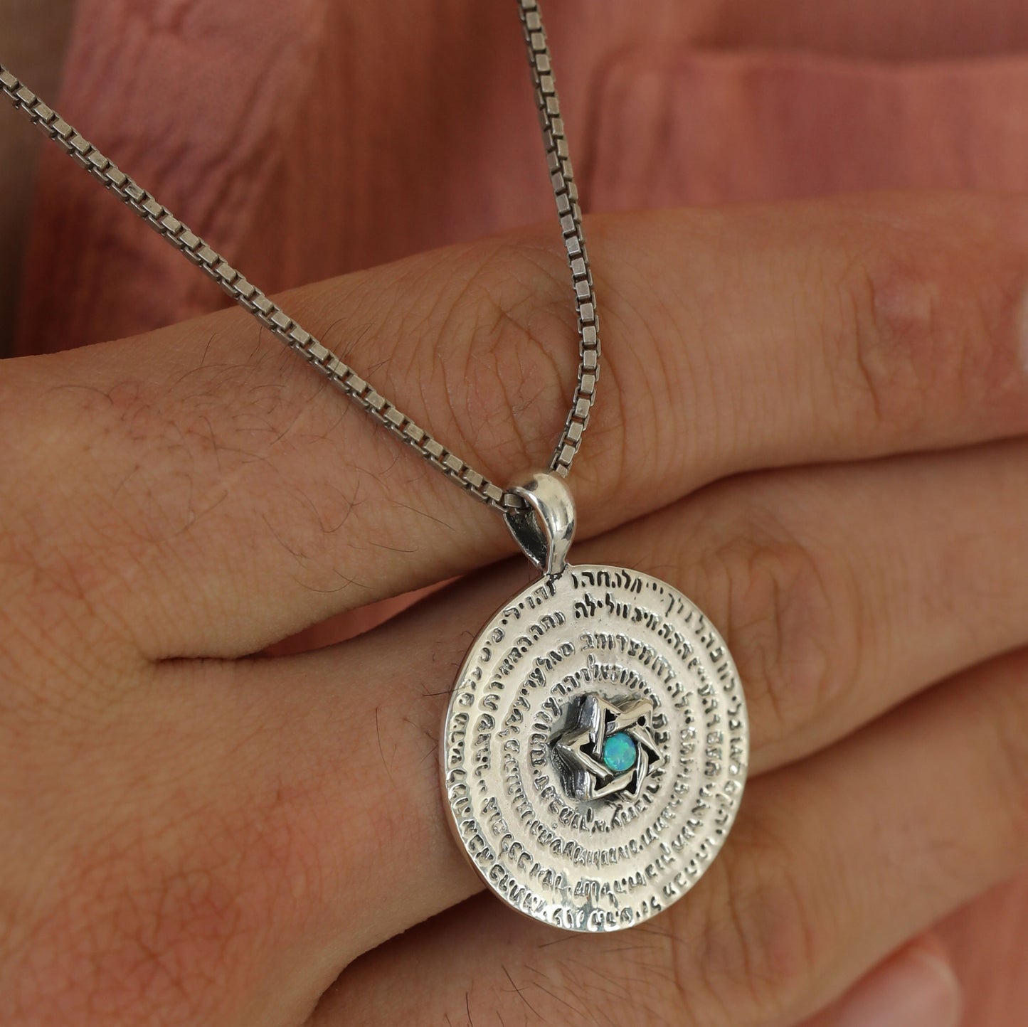 Opal Star of David Kabbalah Pendant in Sterling Silve
