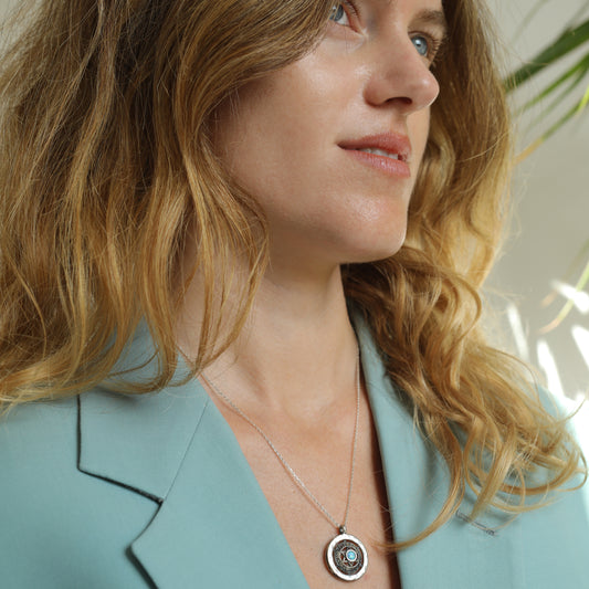 Opal Star of David Sterling Silver Necklace