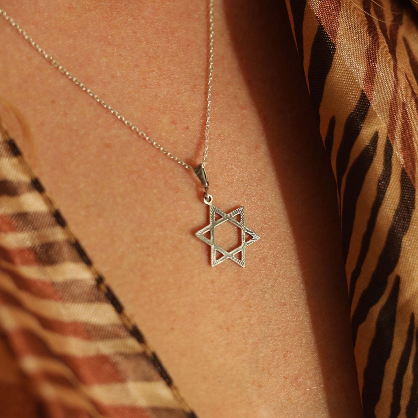 Sterling Silver Star of David Necklace with Ornament