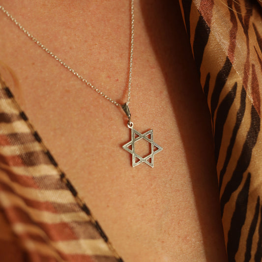Sterling Silver Star of David Necklace with Ornament