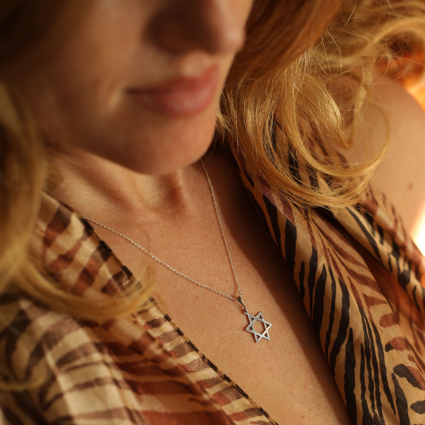 Sterling Silver Star of David Necklace with Ornament