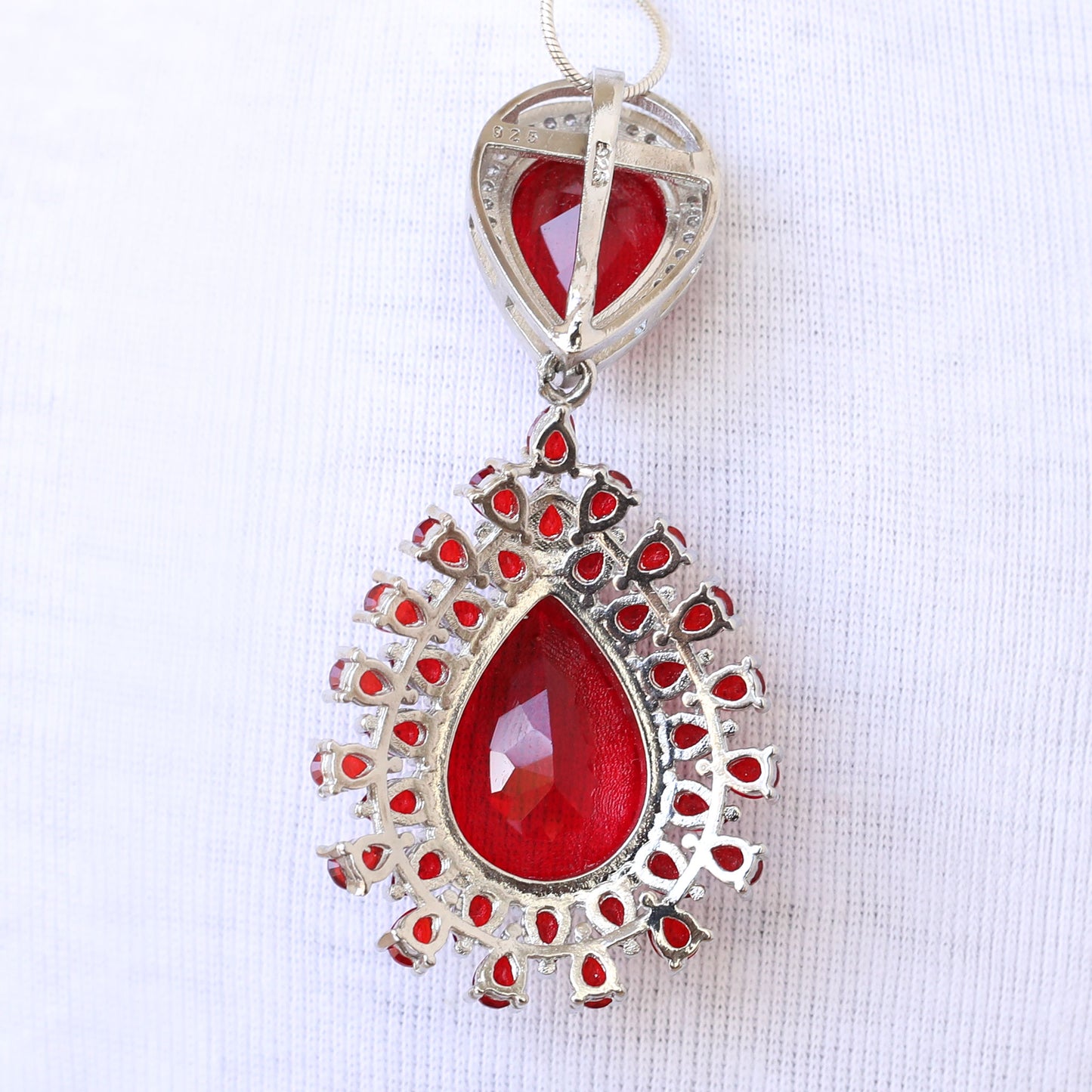 classic silver 925 Pendant with red zircons  ( can be earring too )