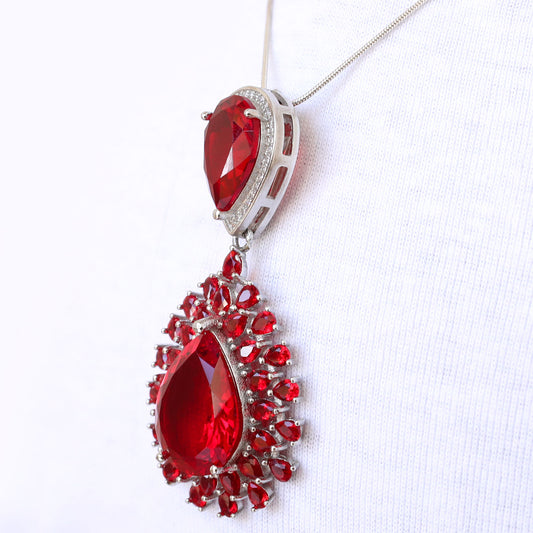 classic silver 925 Pendant with red zircons  ( can be earring too )