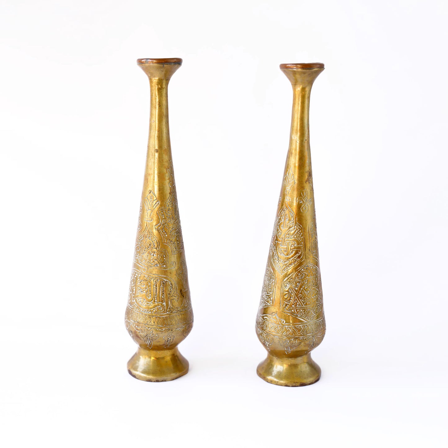 pair of handcrafted brass vases from Damascene