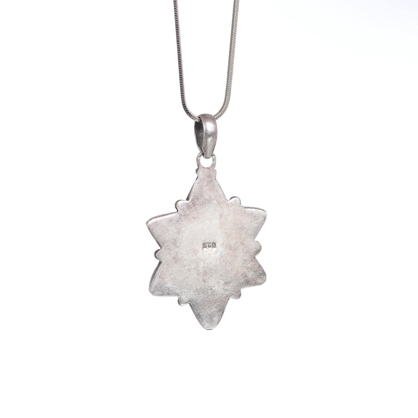 Star of David Pendant with corals and turquoise stones-  Navajo style