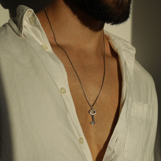 Ben Porat Yosef Key Design Silver Pendant - Kabbalistic talisman