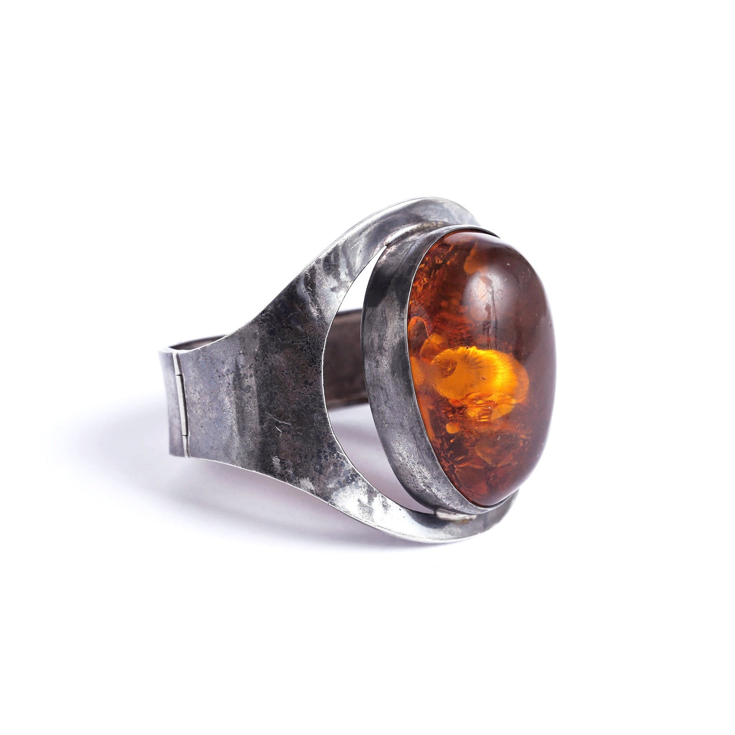silver cuff 925 with old natural amber