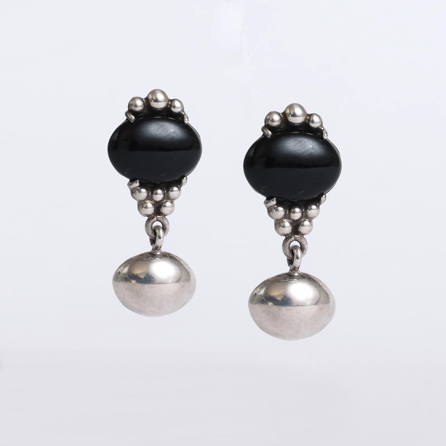 one of a kind sterling silver earrings with onyx stones