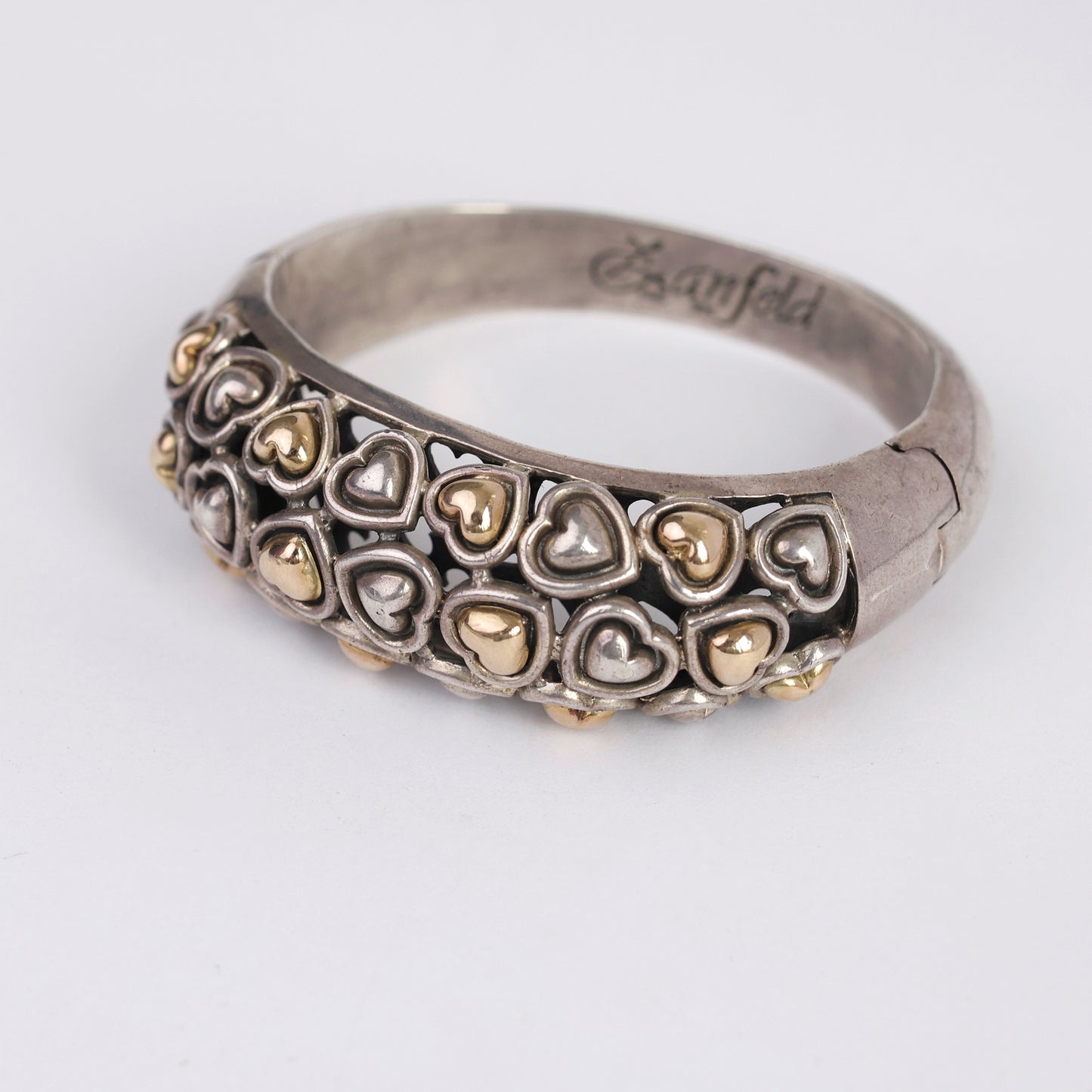 Vintage Zanfeld Sterling Silver and 14K Gold Heart Bracelet