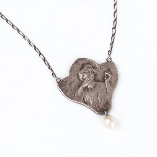 Art Nouveau Silver Pendant, Signed Victor Prouvé, “The Seagull”