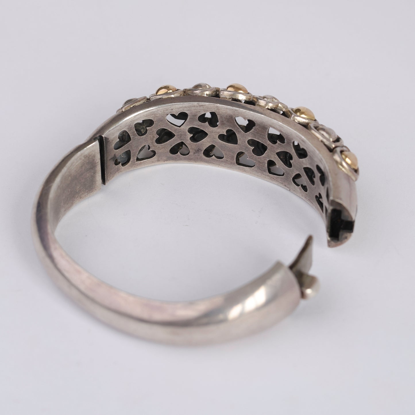 Vintage Zanfeld Sterling Silver and 14K Gold Heart Bracelet