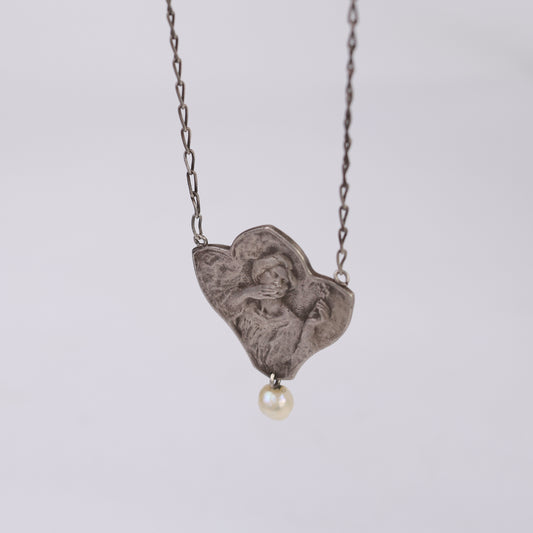 Art Nouveau Silver Pendant, Signed Victor Prouvé, “The Seagull”