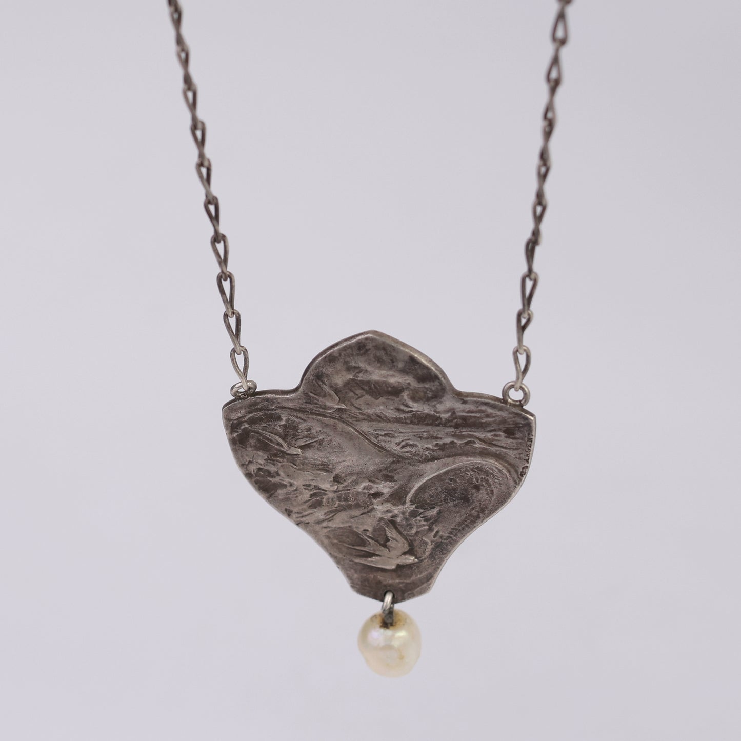 Art Nouveau Silver Pendant, Signed Victor Prouvé, “The Seagull”