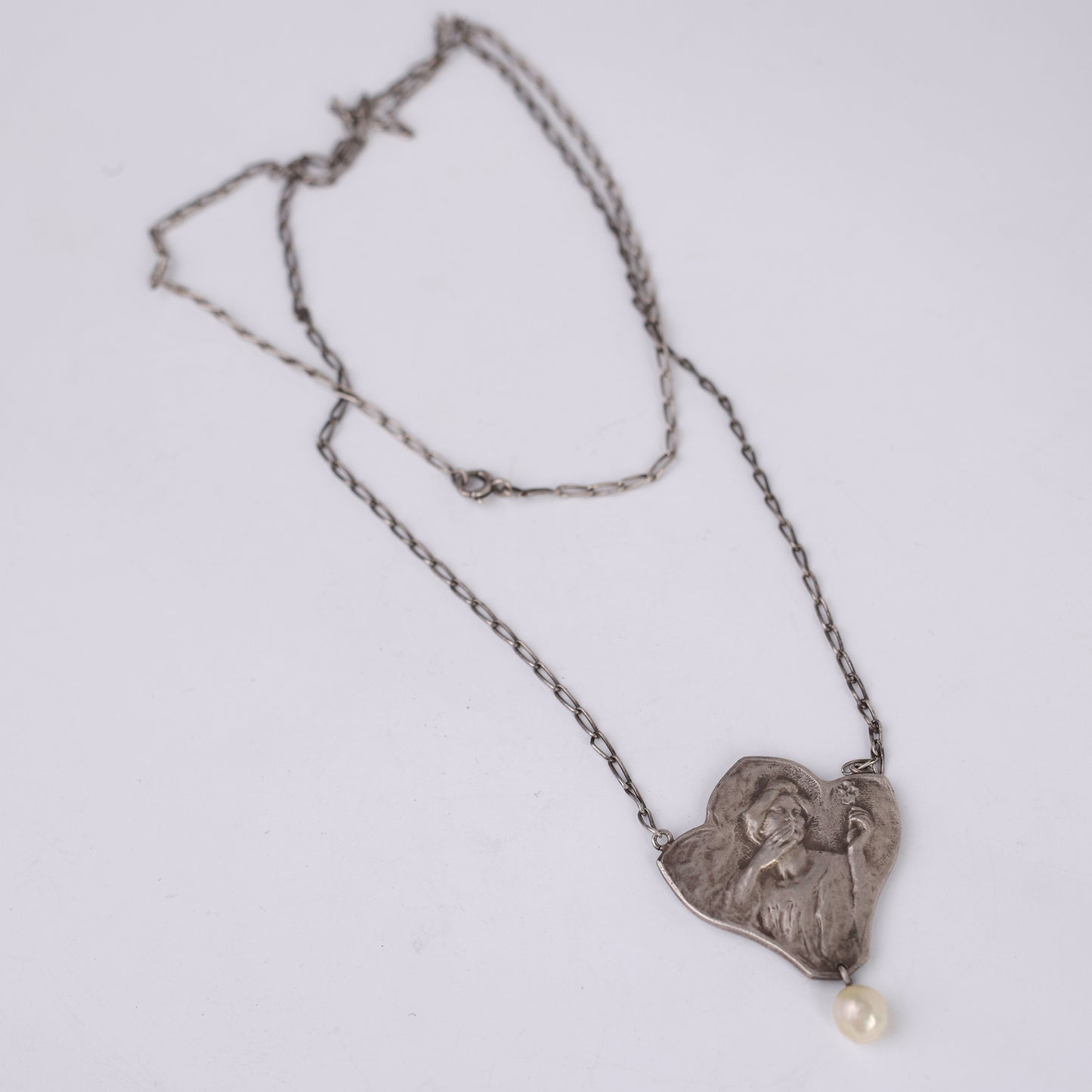 Art Nouveau Silver Pendant, Signed Victor Prouvé, “The Seagull”