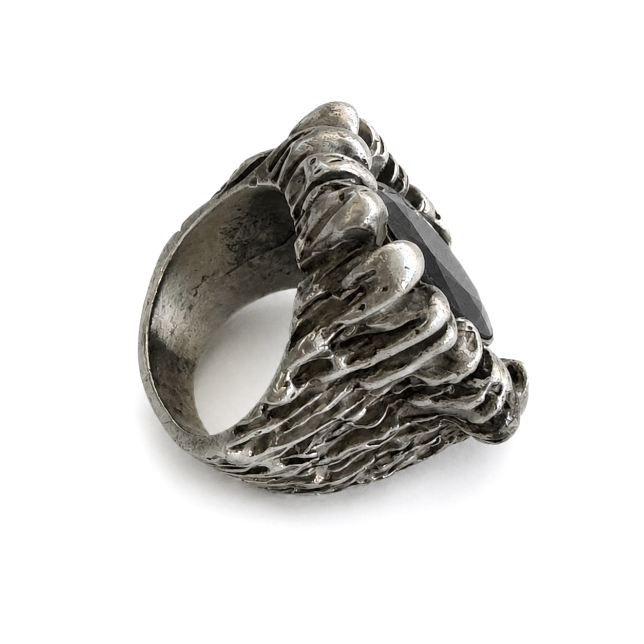 One-of-a-Kind Sculptural Silver Ring with Black Onyx