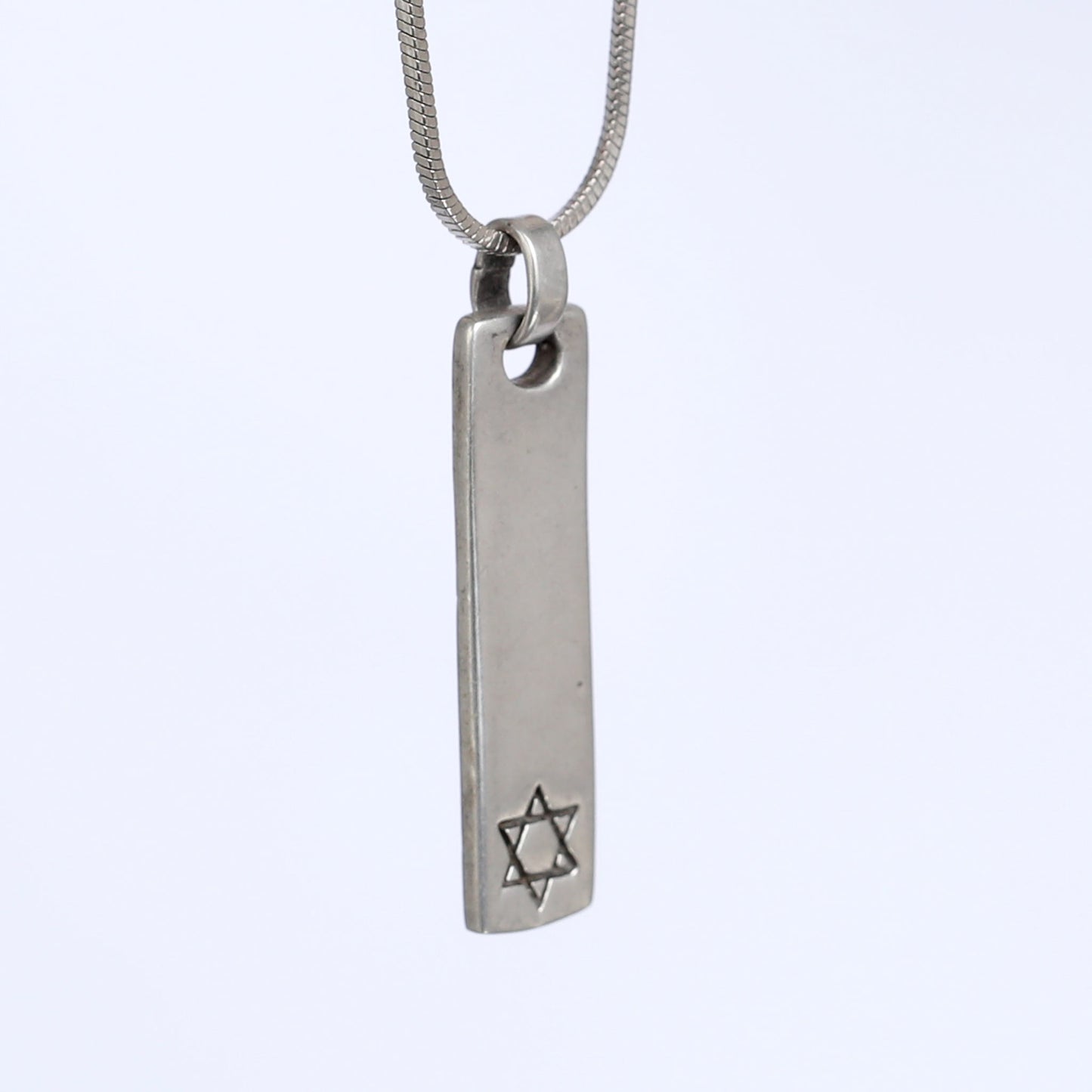 Sterling Silver Mezuzah with Star of David Pendant - Inspired by an ID disk