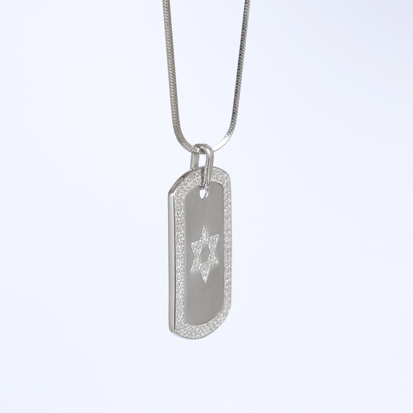 Sterling Silver Star of David dog tag Necklace