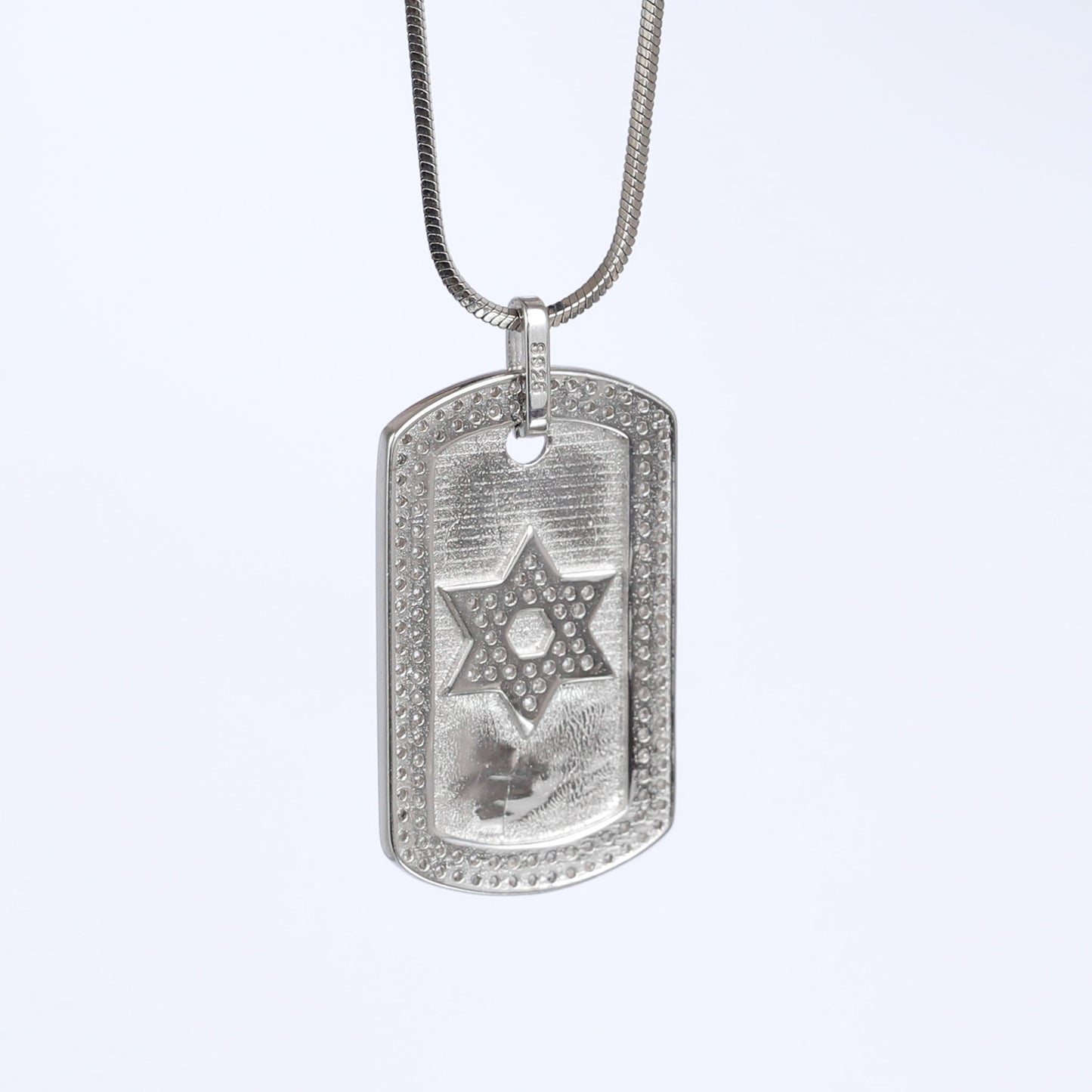 Sterling Silver Star of David dog tag Necklace