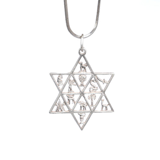 Sterling Silver Pendant with symbol of 12 Israeli Tribes