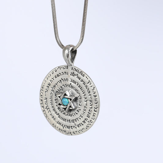 Opal Star of David Kabbalah Pendant in Sterling Silve