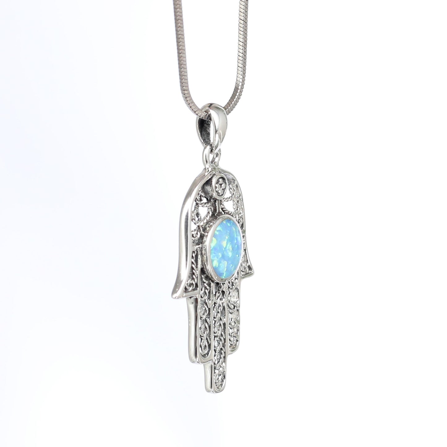 Turquoise Sterling Silver Hamsa Necklace
