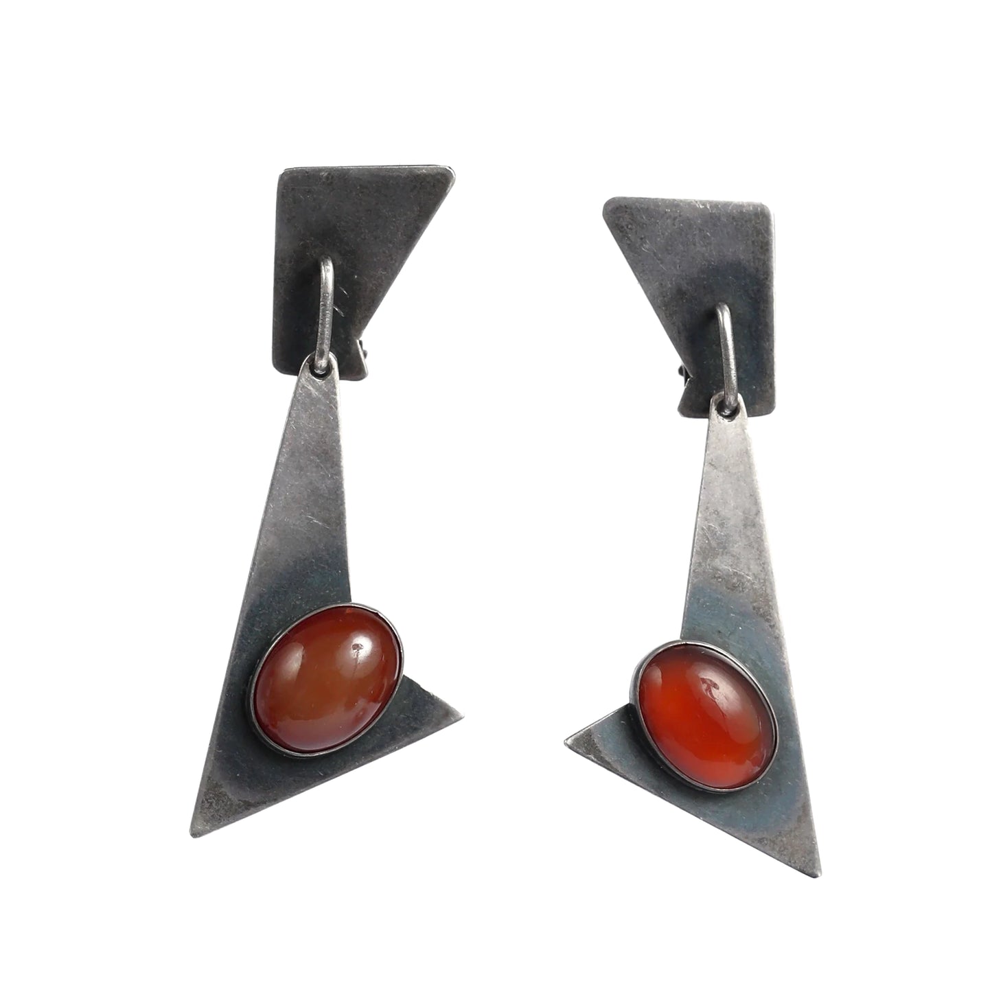 Cornelian Stone and Silver Earrings