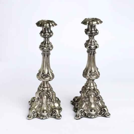 Huge pure silver candlesticks