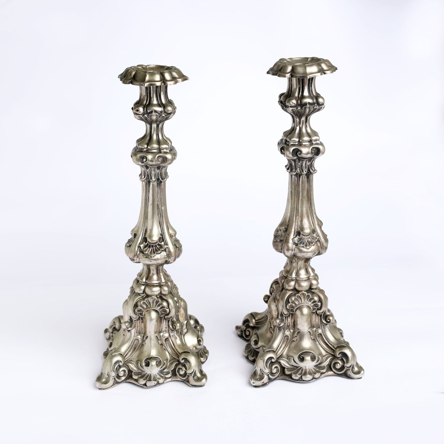 Huge pure silver candlesticks