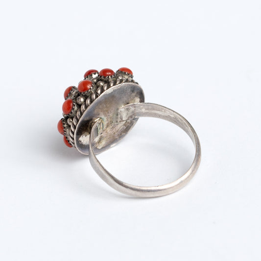 vintage Handmade Silver Ring with coral stones